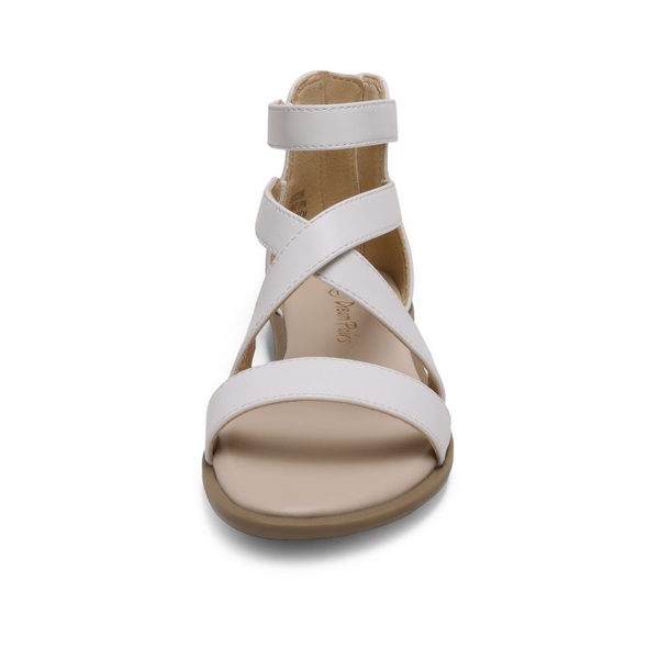 Girls Strappy Gladiator Flat Sandals - WHITE - 4